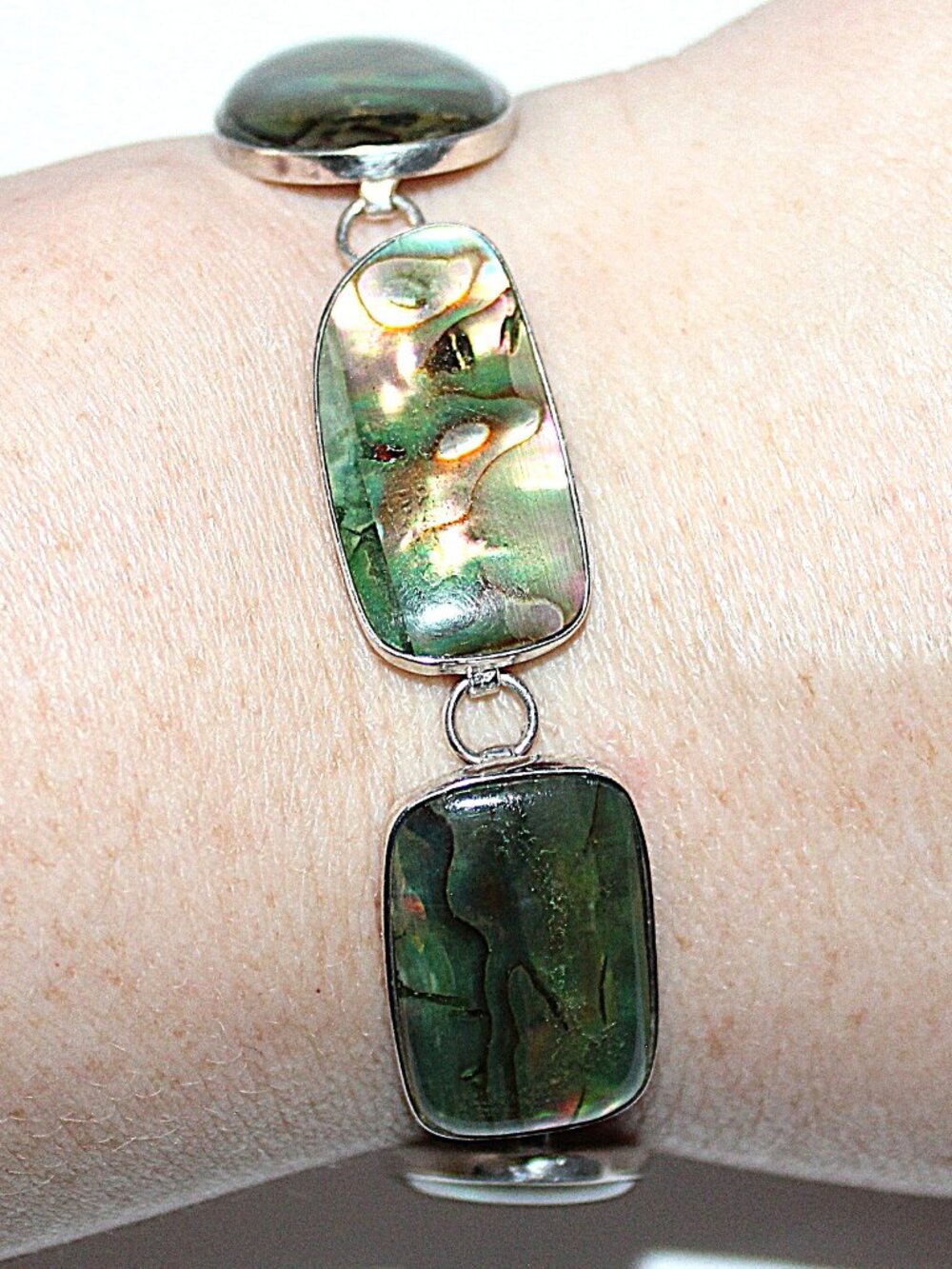 Lucas Lameth Coldwater Creek Sterling Silver Abalone Bracelet 8 Inches